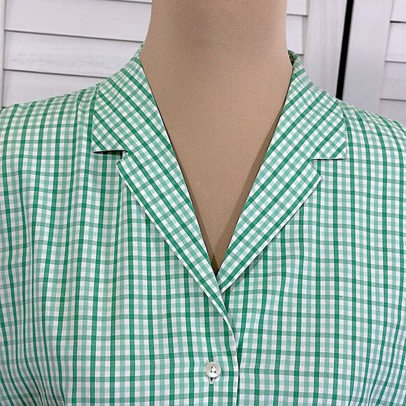 Talbots Fitted Shirt Size 12 Green Gingham Plaid NWOT - Picture 3 of 12